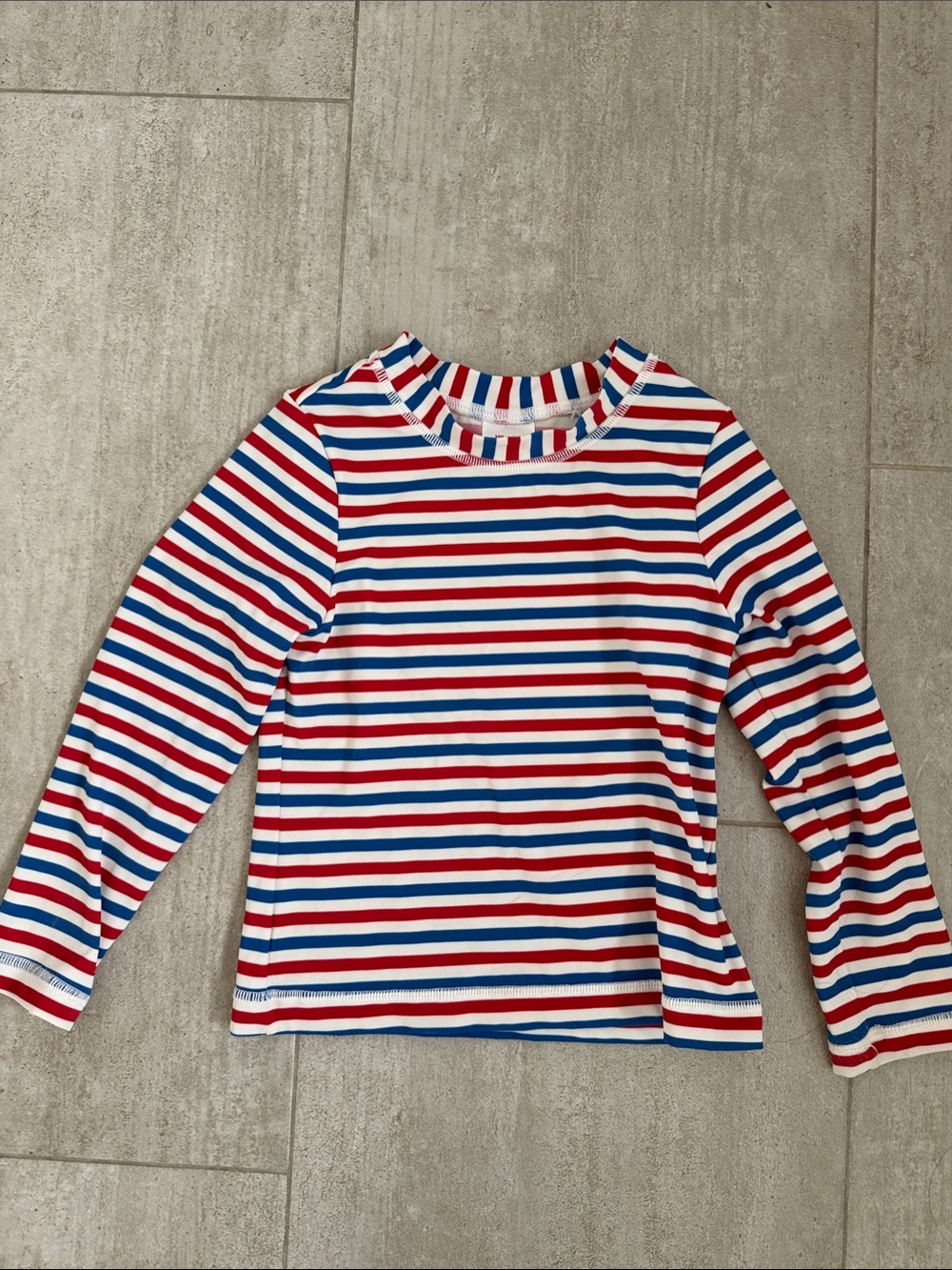 Hanna Andersson Red, White & Blue Striped Long-Sleeve swim shirt